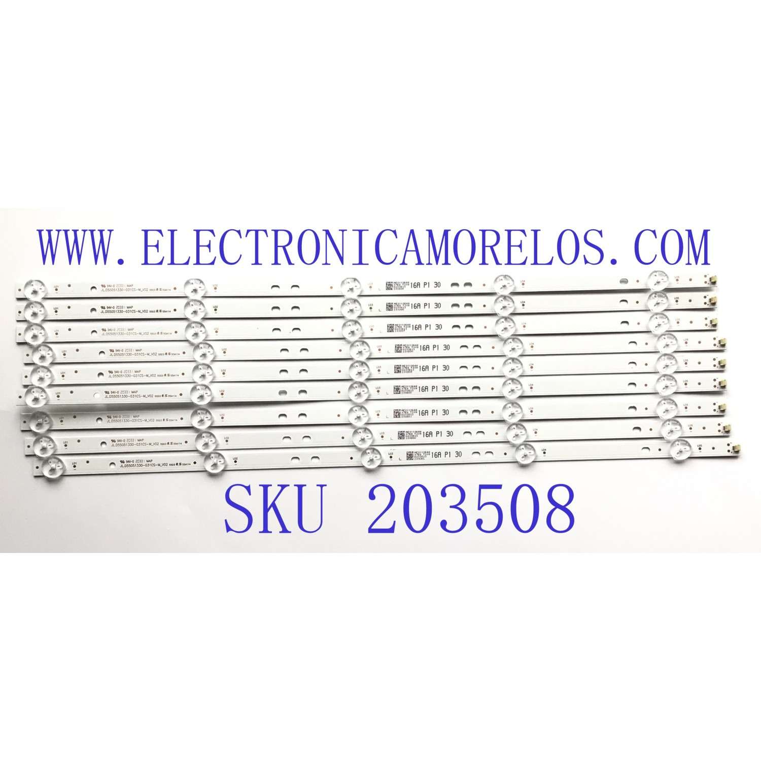 KIT DE LED'S PARA TV RCA (9 PIEZAS) / NUMERO DE PARTE JL.D55051330-031CS-M_V02 / AE0110644 / 55D3 / 55A114 / PANEL HV550QUB-S1E / MODELO RTU5540-B